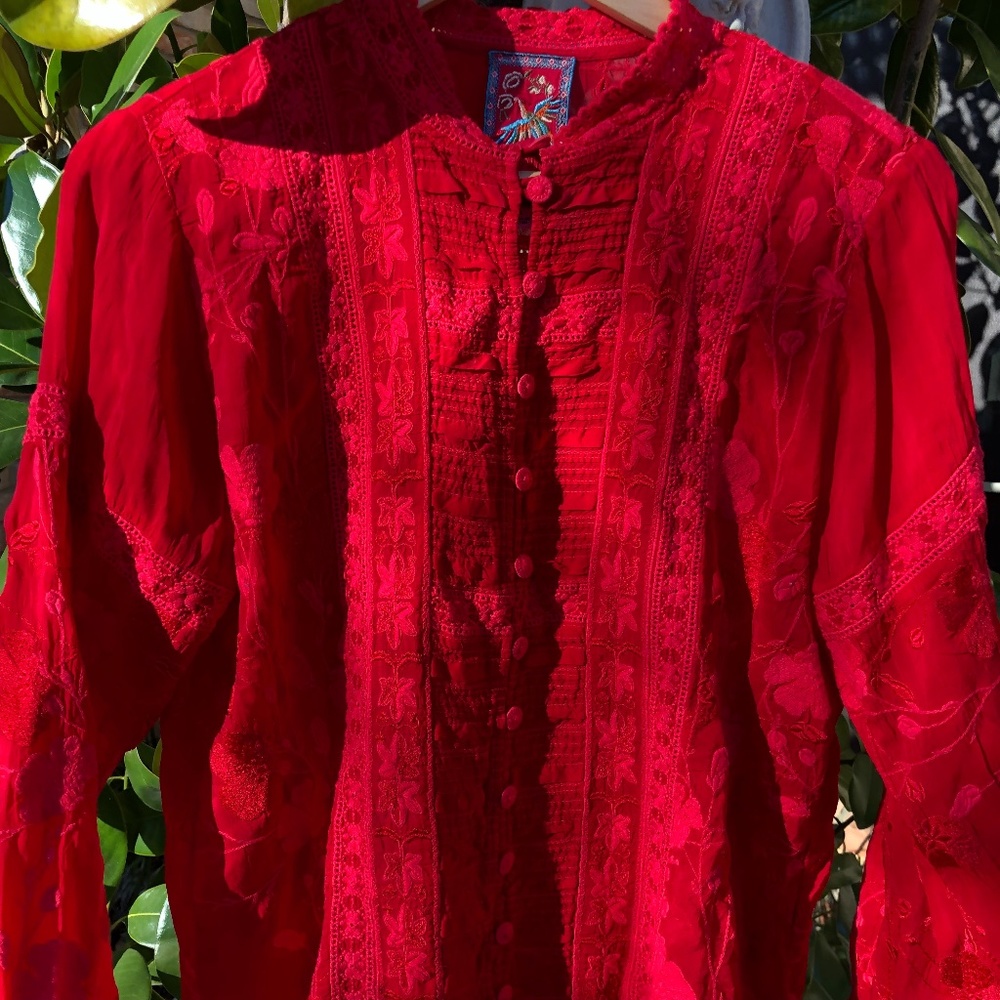 Gorgeous Johnny Was Red (S) Lace Top